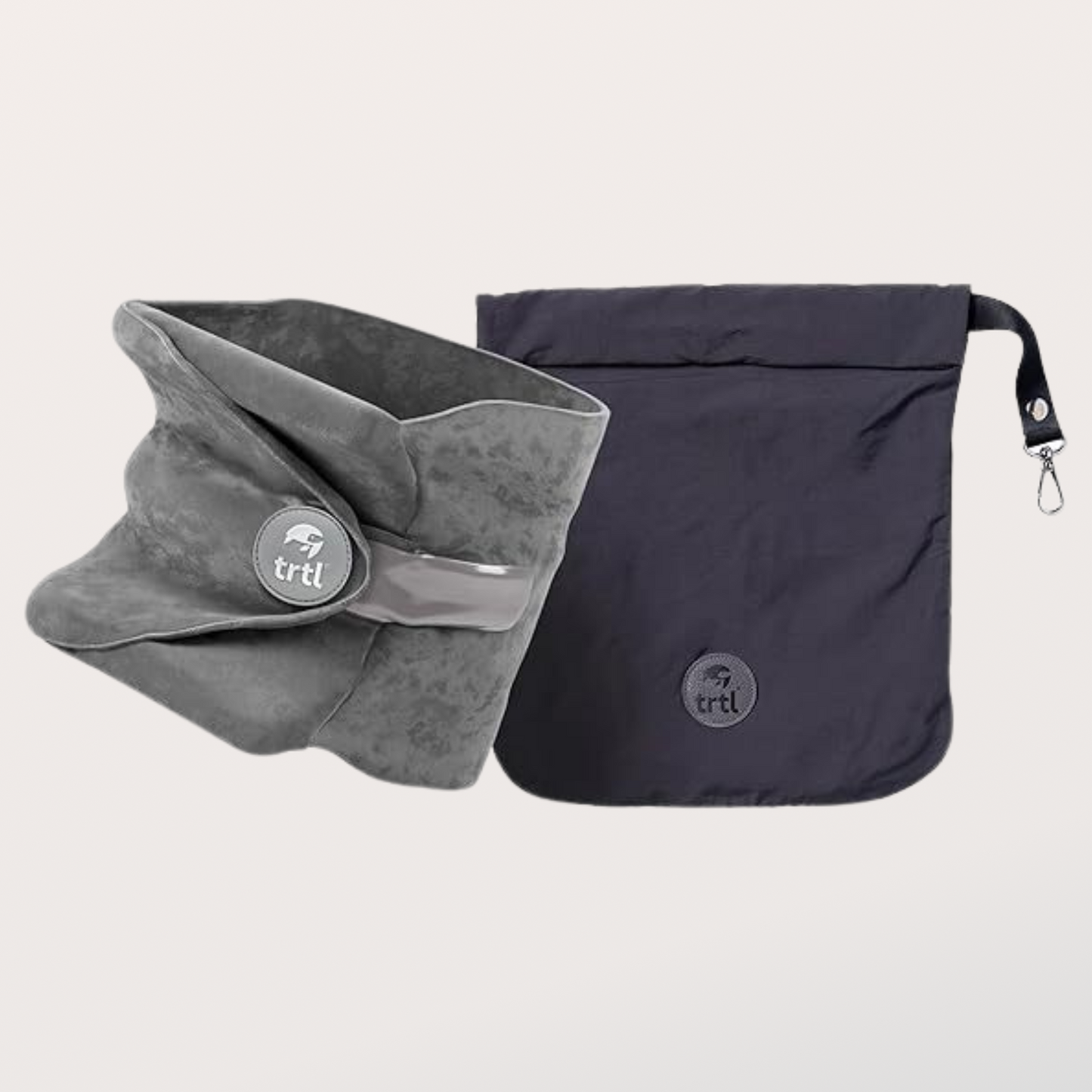 Red Fleece Travel Neck Pillow with Carry Pouch