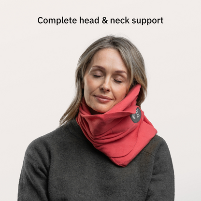 Red Fleece Travel Neck Pillow with Carry Pouch