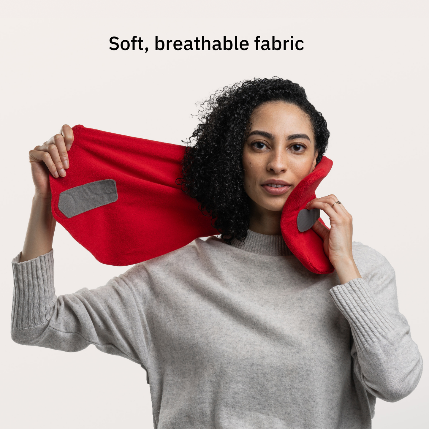 Red Fleece Travel Neck Pillow with Carry Pouch